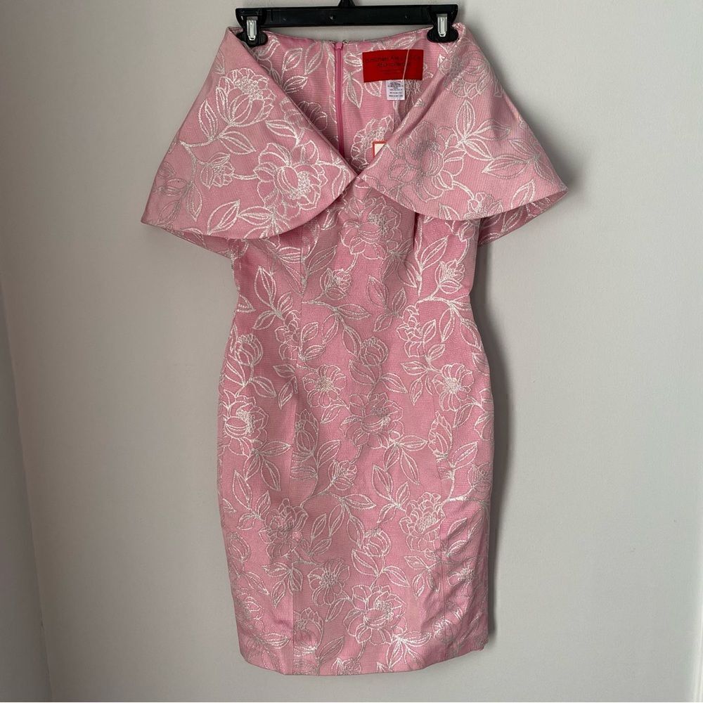 B Michael America Red Collection Women’s Folded Open Shoulder Midi Pink Dress 8